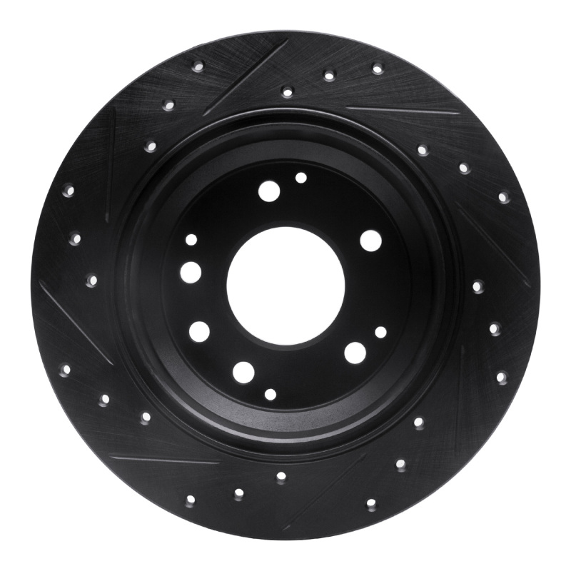 Acura RL Brake Rotor (1) - Rear Right - R1 Concepts - Drilled & Slotted - Black - `99-`01